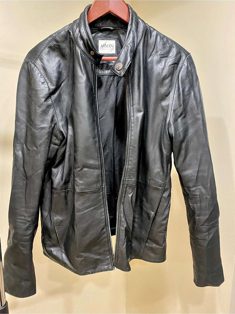 Armani Collezioni Black Leather-Style Jacket